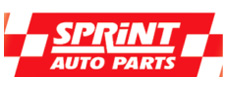 Red and white sprint auto parts banner